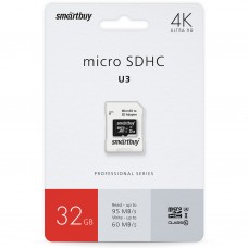 Карта micro SDHC U3 4K ULTRA HD Smart Buy 32Gb Class 10